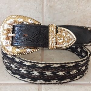 Silver Creek Men's Black & Brown Belt Sliver/Gold